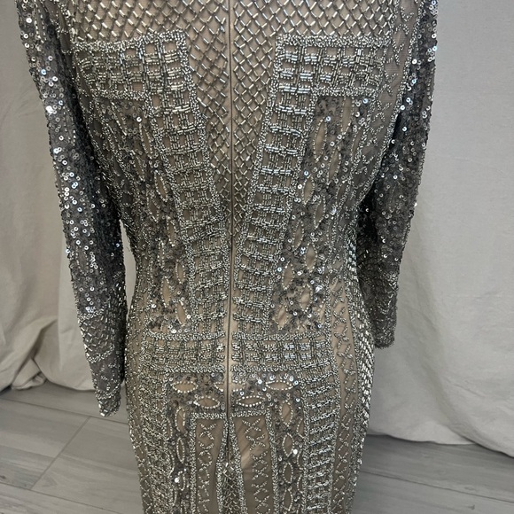 Scala Women's Sequin Embellished Silver Pewter Dress Sz 8 - Picture 5 of 10